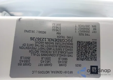 2020 Chevrolet Colorado 2Wd Short Box Z71 из США, поврежденный, VIN 1GCGSDEN3L1236726